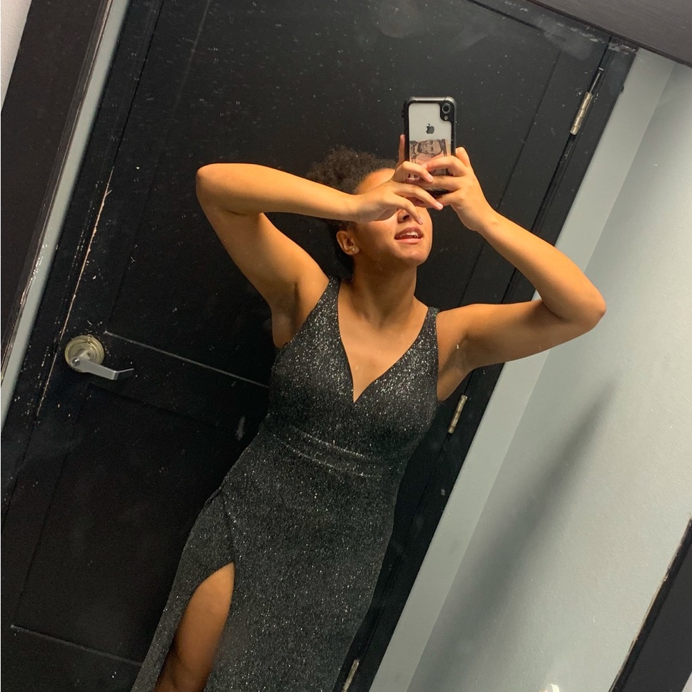 “Midnight Doll” Black Glitter Dress